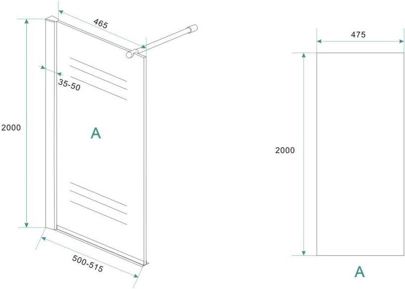 Xellanz Eco inloopdouche 500x2000x8 mm nano helder glas chroom