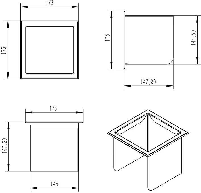 Xellanz Inbouwbox toilet- en of reserverolhouder Rocko | Inbouw | Messing | Rechthoekig | Mat zwart