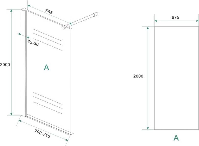 Xellanz Eco inloopdouche 700x2000x8 mm nano helder glas chroom