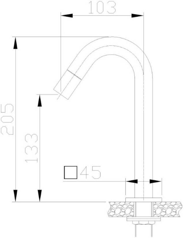 Xellanz Fonteinkraan Kappa | Opbouw | Koudwater kraan | Standaard model | Vierkant | Chroom