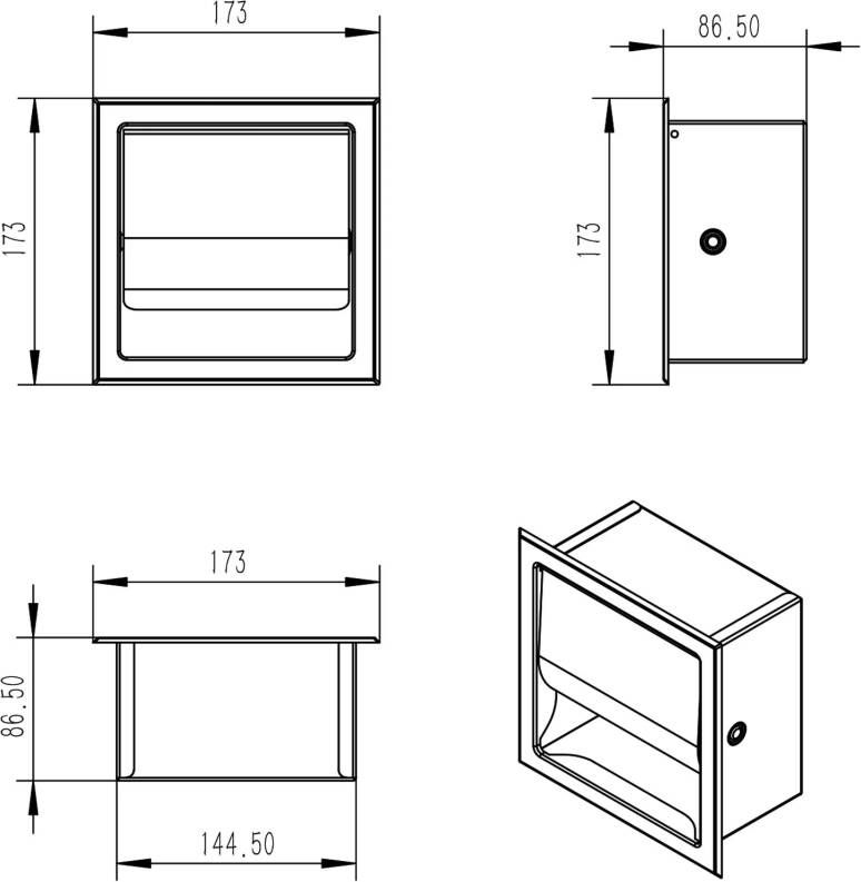 Xellanz Reserverolhouder set Rocko | Inbouw | Incl.Toiletrolhouder | Incl.Inzetstuk | Met klep | RVS