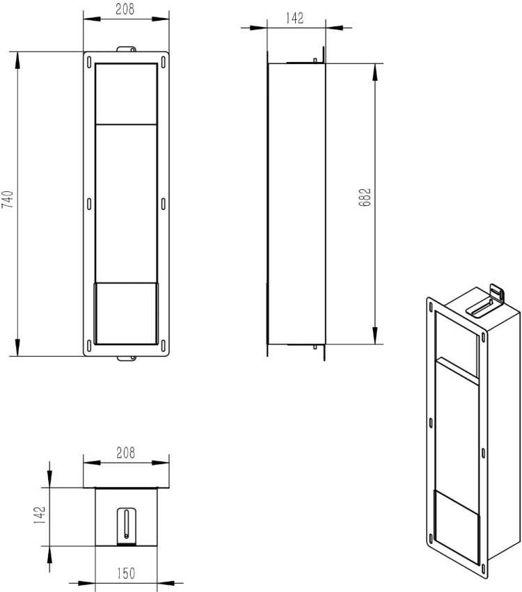 Xellanz Reserverolhouder set Rocko | Inbouw | Incl.Toiletrolhouder | Incl.Inzetstuk | Met klep | Gunmetal