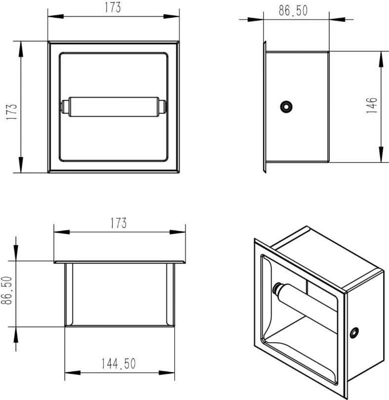 Xellanz Reserverolhouder set Rocko | Inbouw | Incl.Toiletrolhouder | Incl.Inzetstuk | Zonder klep | RVS