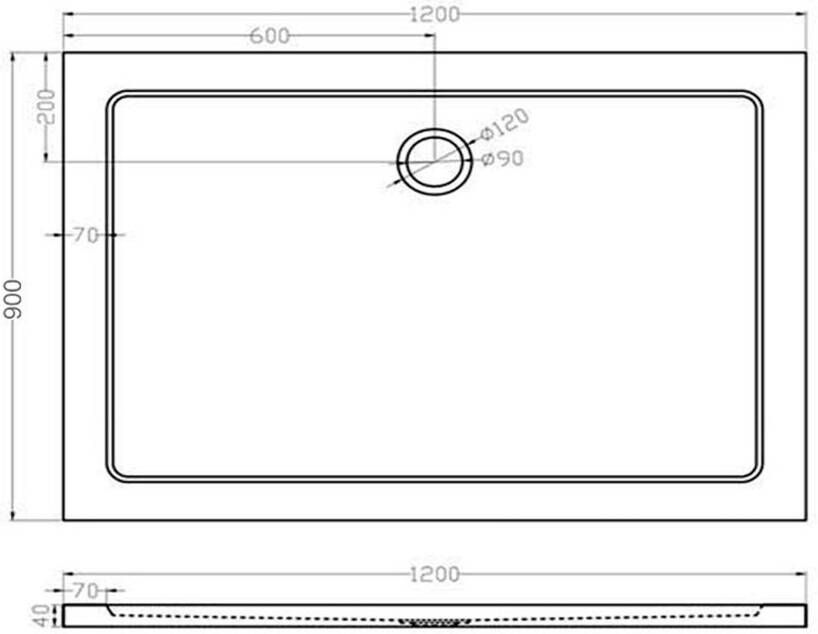 Xellanz Douchebak SMC | 120x90x4 cm | SMC | Excl.Afvoer | Rechthoek | Wit glans