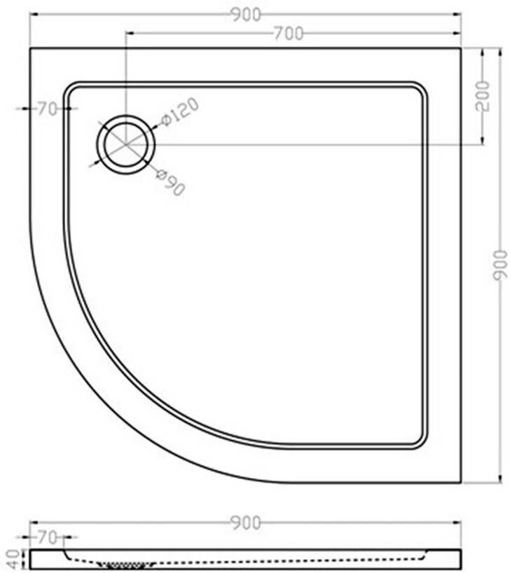 Xellanz Douchebak SMC | 90x90x4 cm | SMC | Excl.Afvoer | Kwartrond | Wit glans