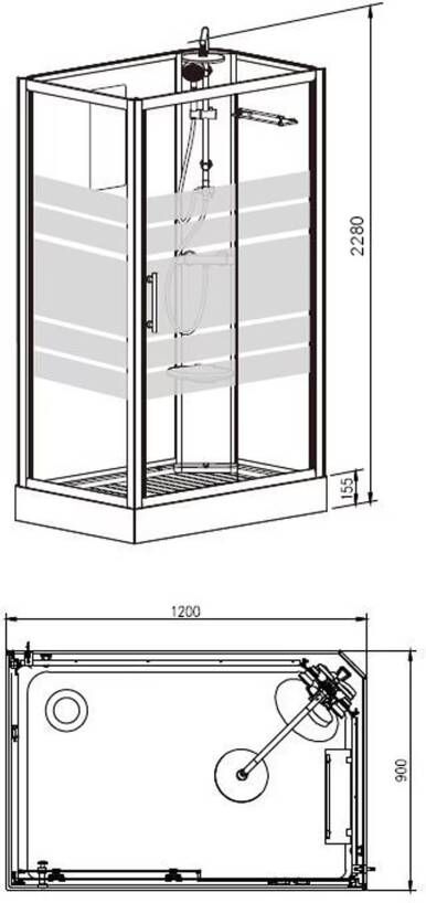 Xellanz Thermo complete douchecabine rechts 120x90x218 aluminium chroom profielen