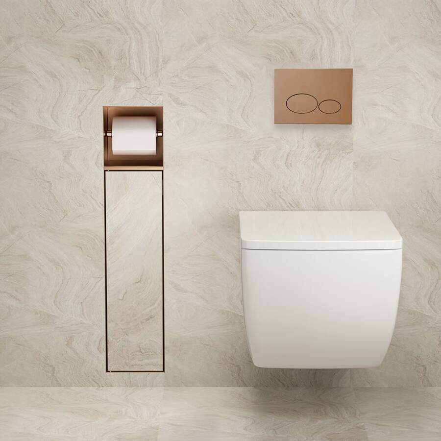 Xellanz Toiletrol- en borstelhouder Rocko | Inbouw | Betegelbaar | Messing | Geborsteld Brons Koper
