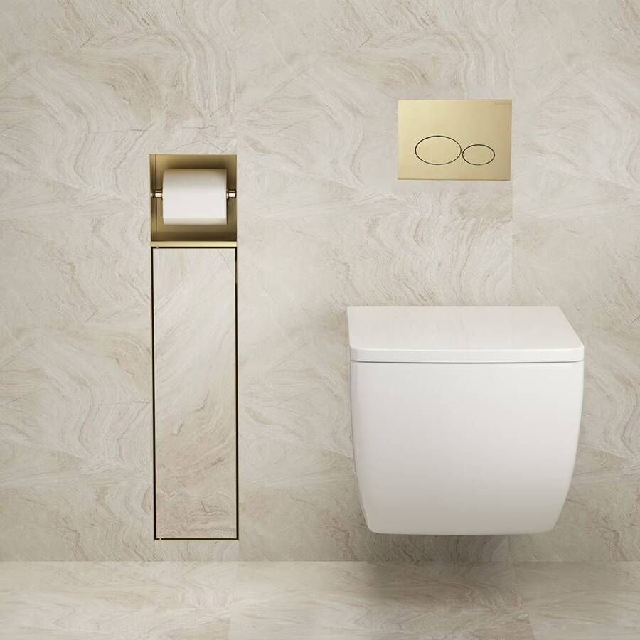 Xellanz Toiletrol- en borstelhouder Rocko | Inbouw | Betegelbaar | Messing | Geborsteld Messing