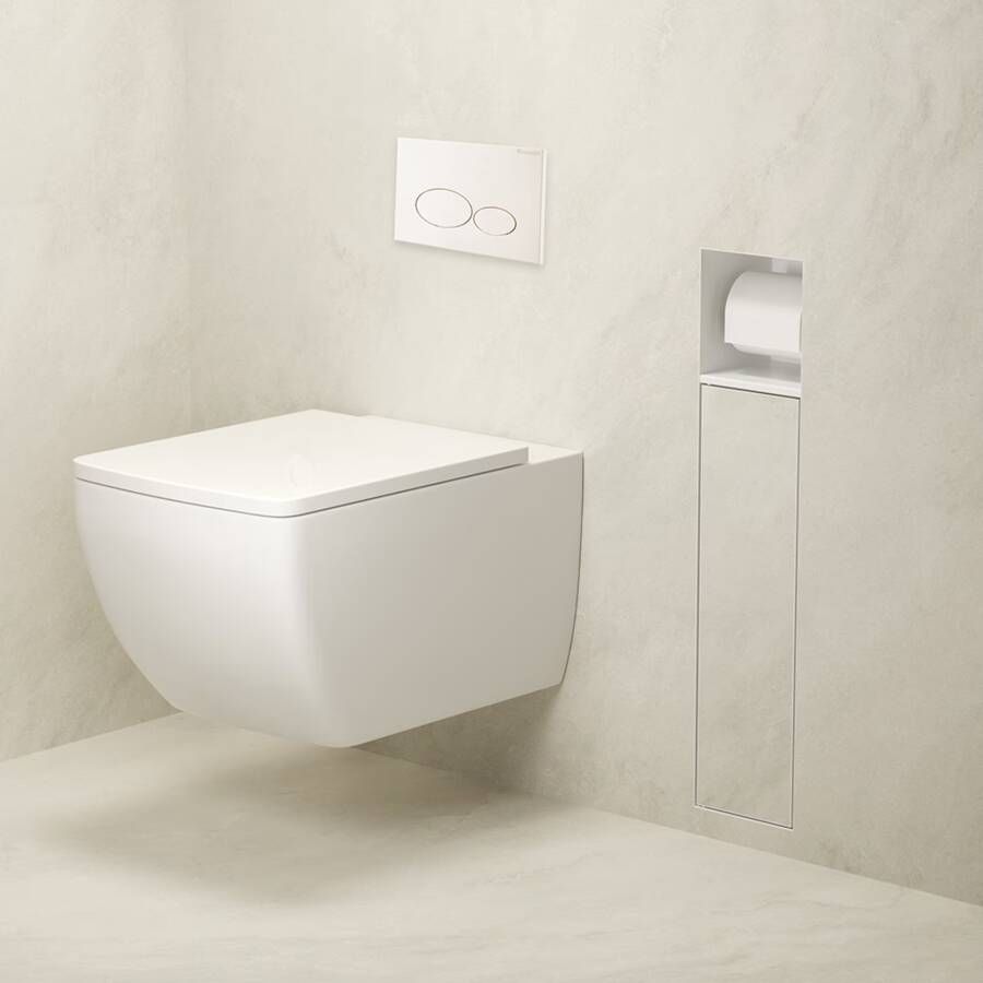Xellanz Toiletrol- en borstelhouder Rocko | Inbouw | Betegelbaar | Messing | Mat Wit