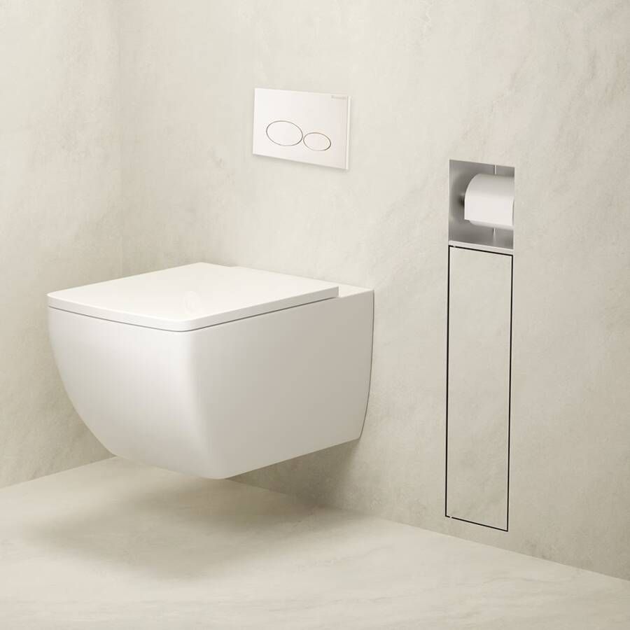 Xellanz Toiletrol- en borstelhouder Rocko | Inbouw | Betegelbaar | Messing | Rvs