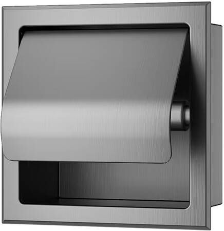 Xellanz Toiletrolhouder met klep Rocko | inbouw montage | Messing | Rechthoekig | Gunmetal