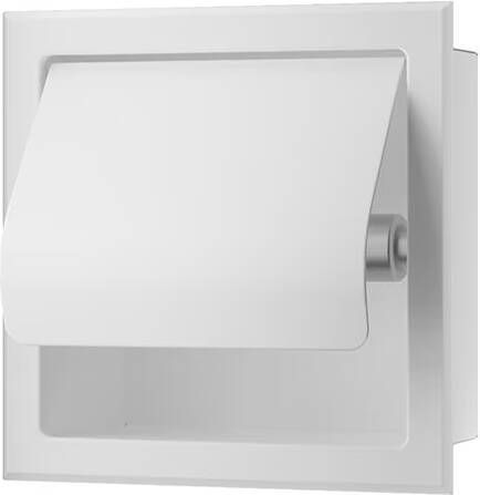 Xellanz Toiletrolhouder met klep Rocko | inbouw montage | Messing | Rechthoekig | Wit mat