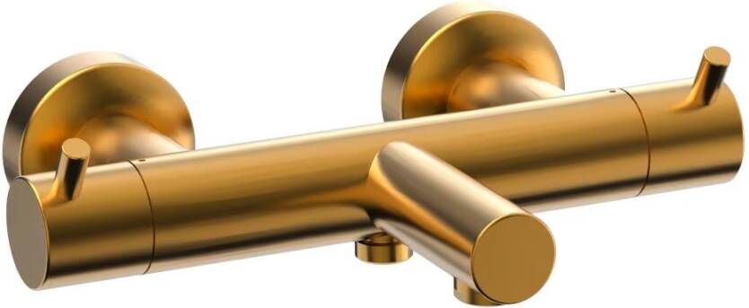 Xenz Badkraan Duero | Opbouw | Thermostaatkraan | 2-weg | 2-hendels | Rond | Goud mat 24k