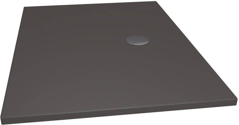 Xenz Douchevloer Flat Plus | 100x90 cm | Incl.Afvoersifon-Chroom | Acryl | Rechthoekig | Antraciet mat