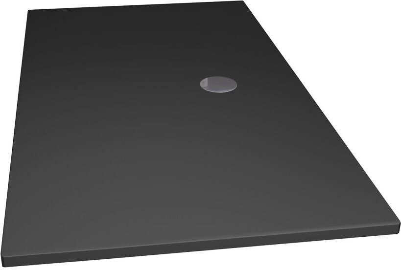 Xenz Douchevloer Flat Plus | 180x90 cm | Incl.Afvoersifon-Chroom | Acryl | Rechthoekig | Zwart mat
