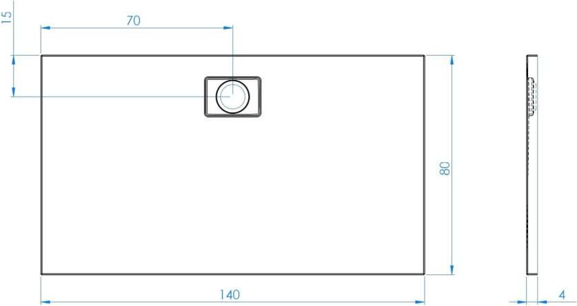 Xenz Douchevloer Flat Zero | 140x80x4 | Incl.Afvoersifon-Chroom | Acryl | Rechthoekig | Wit mat