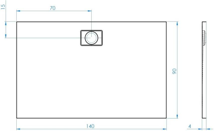 Xenz Douchevloer Flat Zero | 140x90x4 | Incl.Afvoersifon-Chroom | Acryl | Rechthoekig | Ebony (zwart mat)