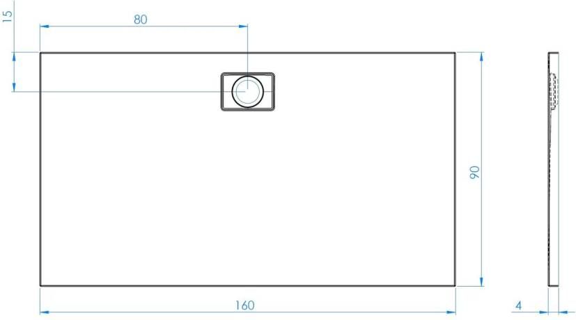 Xenz Douchevloer Flat Zero | 170x80x4 | Incl.Afvoersifon-Chroom | Acryl | Rechthoekig | Wit