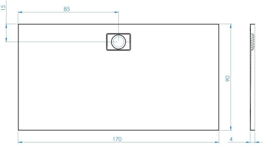 Xenz Douchevloer Flat Zero | 180x80x4 | Incl.Afvoersifon-Chroom | Acryl | Rechthoekig | Wit