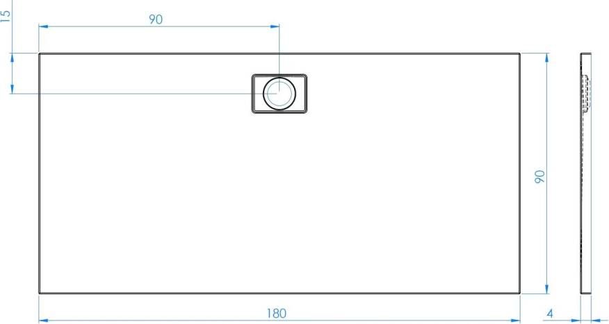 Xenz Douchevloer Flat Zero | 180x90x4 | Incl.Afvoersifon-Chroom | Acryl | Rechthoekig | Wit mat