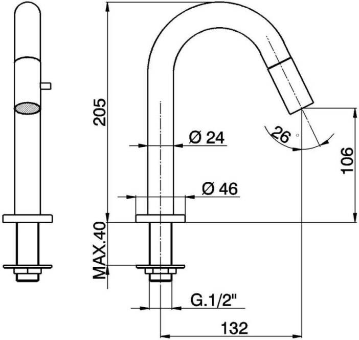 Xenz Duero Plus fonteinkraan 11 cm opbouw rond grafiet geborsteld