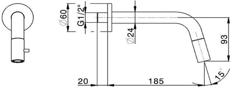 Xenz Duero Plus wandfonteinkraan 18 cm inbouw inkortbaar mat zwart