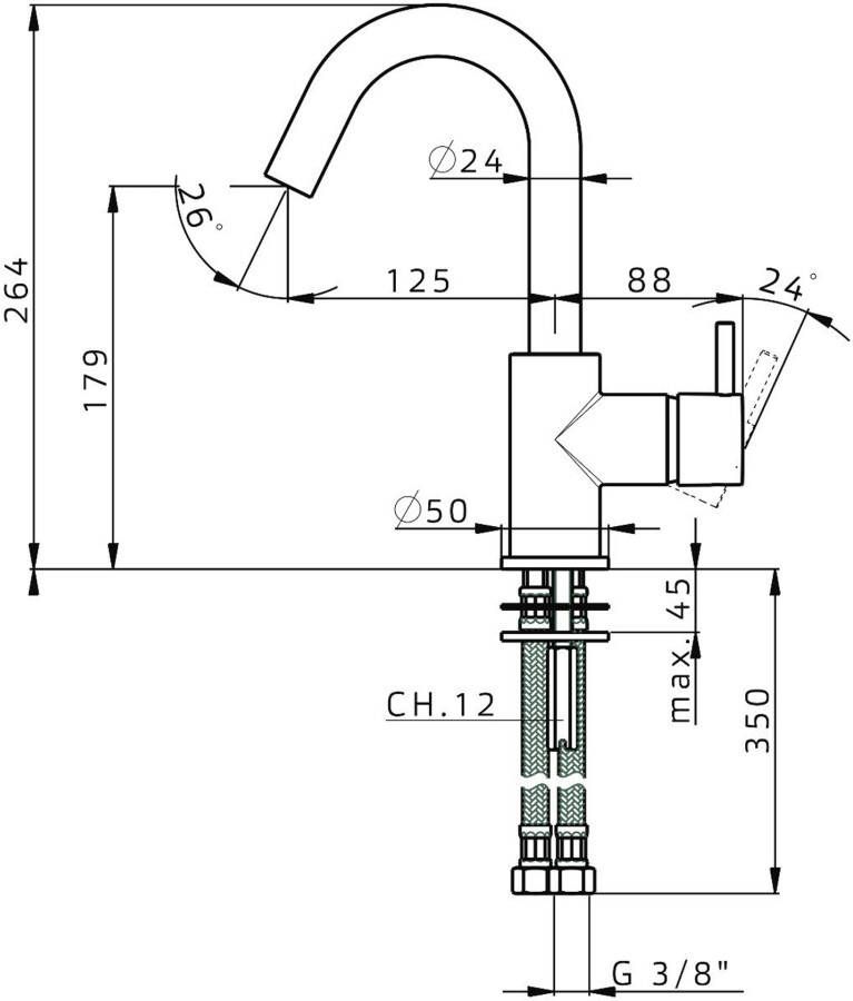 Xenz Duero Plus wastafel mengkraan 18 cm opbouw rond grafiet geborsteld