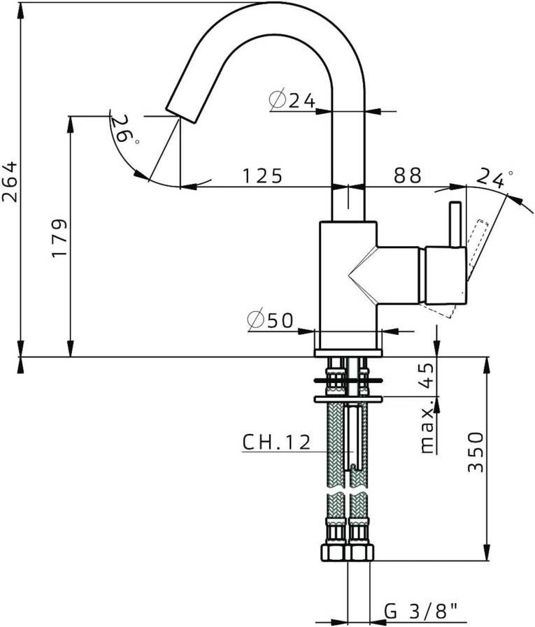 Xenz Duero Plus wastafel mengkraan 18 cm opbouw rond rvs look