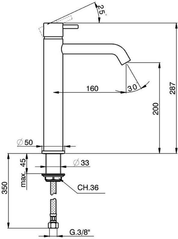 Xenz Duero Plus wastafel mengkraan hoog 20 cm opbouw rond goud geborsteld