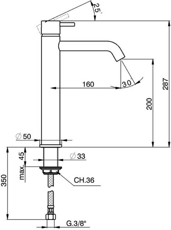 Xenz Duero Plus wastafel mengkraan hoog 20 cm opbouw rond oud koper