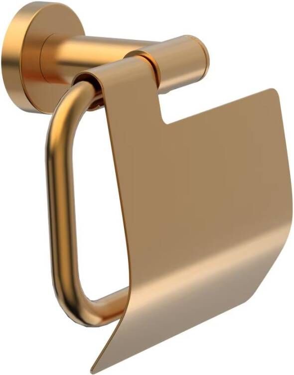 Xenz Duero toiletrol houder met klep messing goud geborsteld
