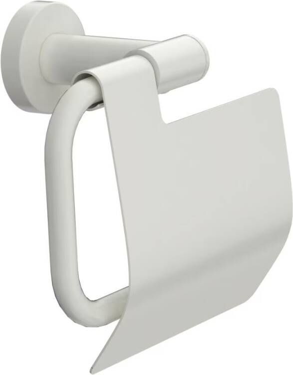 Xenz Duero toiletrol houder met klep messing wit mat