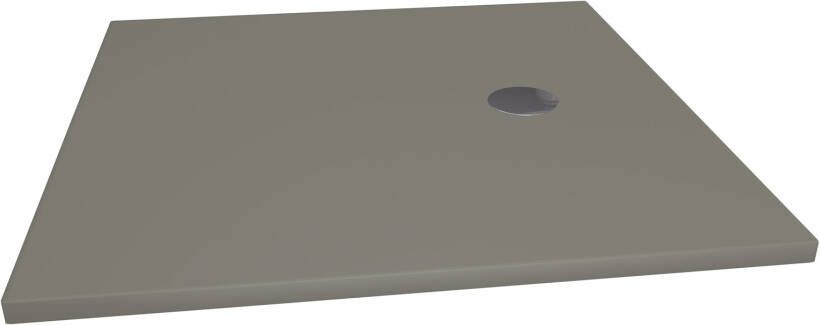 Xenz Douchevloer Flat | 100x100 cm | Incl.Afvoersifon-Chroom | Acryl | Vierkant | Cement mat