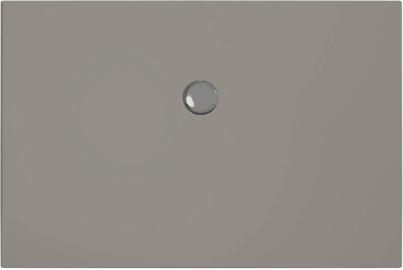 Xenz Douchevloer Flat | 100x80 cm | Incl.Afvoersifon-Chroom | Acryl | Rechthoekig | Cement mat