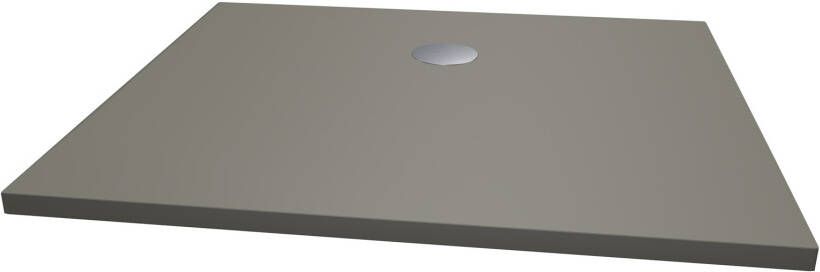 Xenz Douchevloer Flat | 120x100 cm | Incl.Afvoersifon-Chroom | Acryl | Rechthoekig | Cement mat