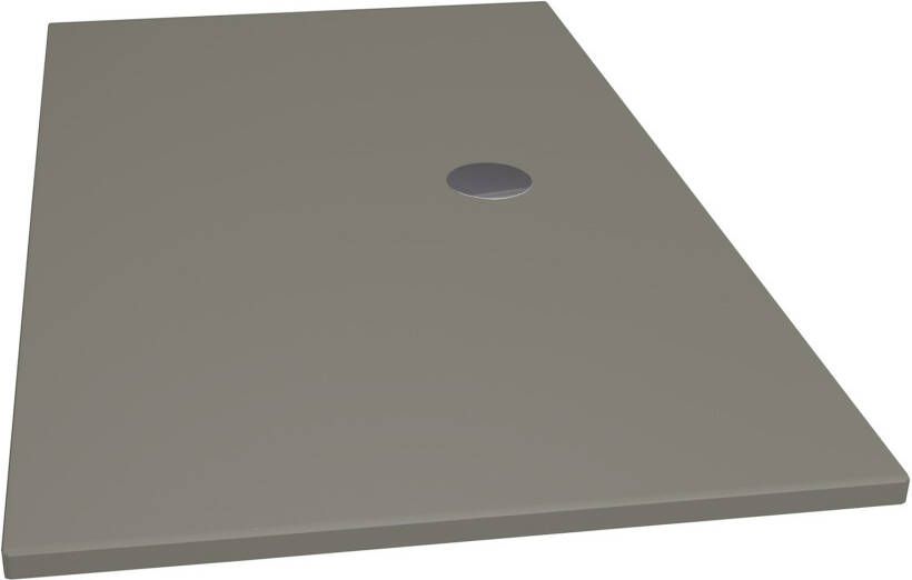 Xenz Douchevloer Flat | 120x90 cm | Incl.Afvoersifon-Chroom | Acryl | Rechthoekig | Cement mat