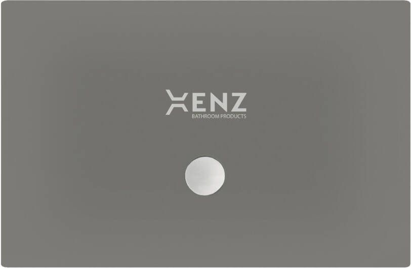 Xenz Douchevloer Flat | 140x90 cm | Incl.Afvoersifon-Chroom | Acryl | Rechthoekig | Cement mat