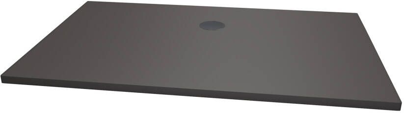 Xenz Douchevloer Flat Plus | 100x80 cm | Incl.Afvoersifon-Chroom | Acryl | Rechthoekig | Antraciet mat