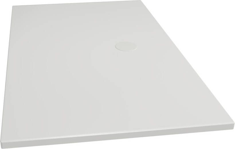 Xenz Douchevloer Flat Plus | 120x80 cm | Incl.Afvoersifon-Chroom | Acryl | Rechthoekig | Zwart mat