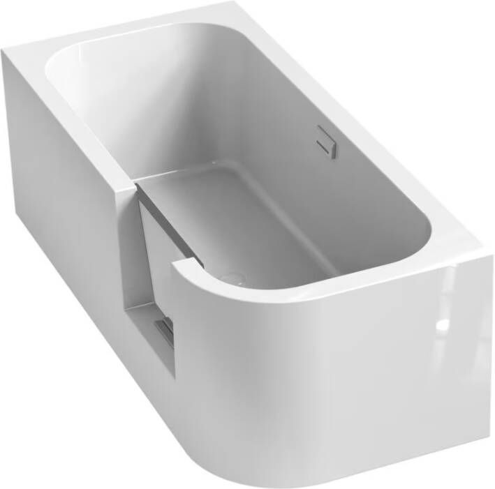 Xenz Inloop douchebad Go! | Links | 180x80 cm | Acryl | Incl. waterval vulcombi | Glans wit