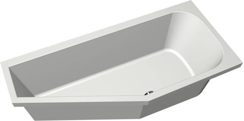 Xenz Ruimtebesparend bad Lagoon compact | Rechts | 160x75 cm | Incl.Badafvoer | Met overloop | Acryl | Glans wit