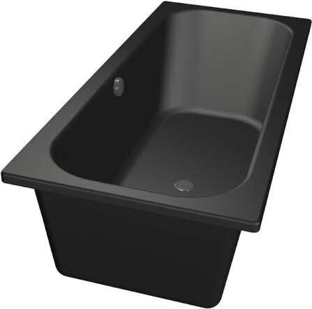 Xenz Ligbad Aruba | Inbouw | 170x75 cm | Incl.Badafvoer | Met overloop | Acryl | Zwart mat