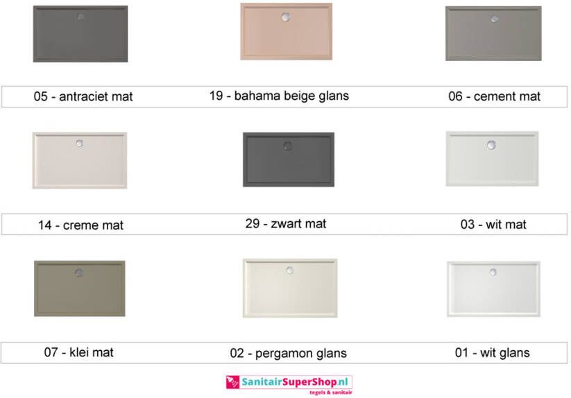 Xenz Douchebak Mariana | 150x90x4 cm | Incl.Afvoersifon-Chroom | Acryl | Rechthoekig | Wit glans