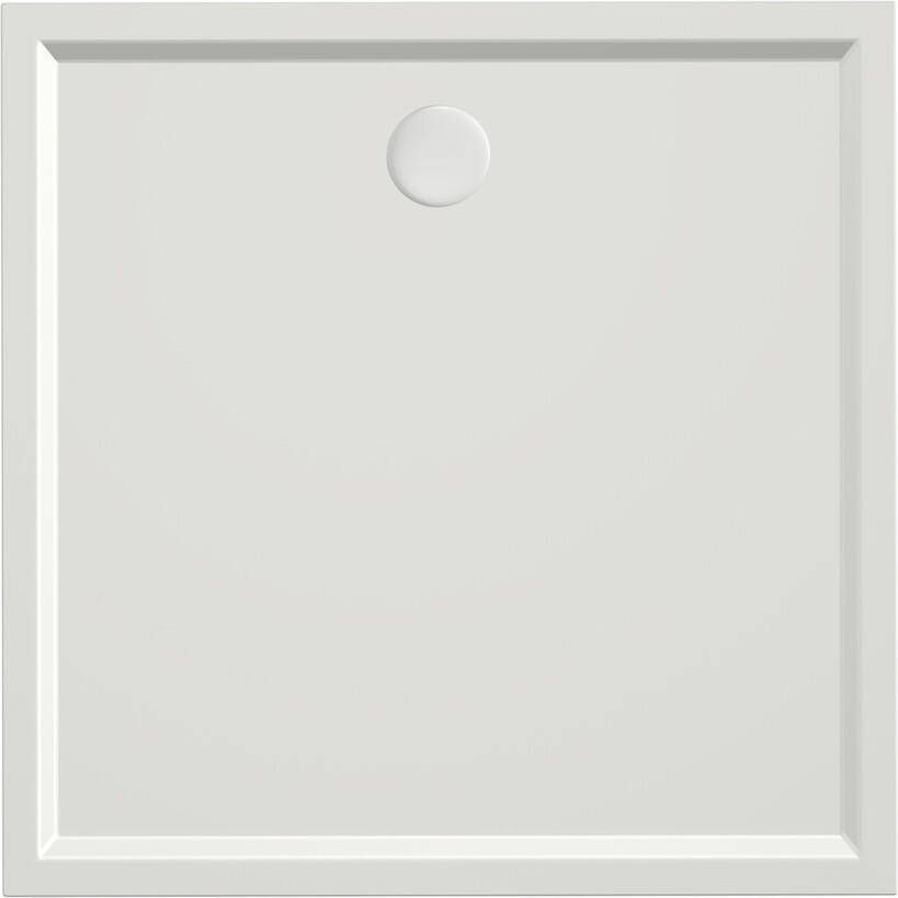 Xenz Douchevloer Mariana Plus | 80x80 cm | Incl.Afvoersifon-Chroom | Acryl | Vierkant | Wit mat