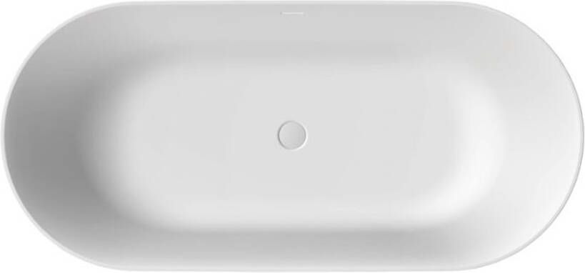 Xenz Vrijstaand bad Mauro | 180x84 cm | Incl.badafvoer-Wit mat | Solid surface | Ovaal | Zijdegrijs-Wit mat