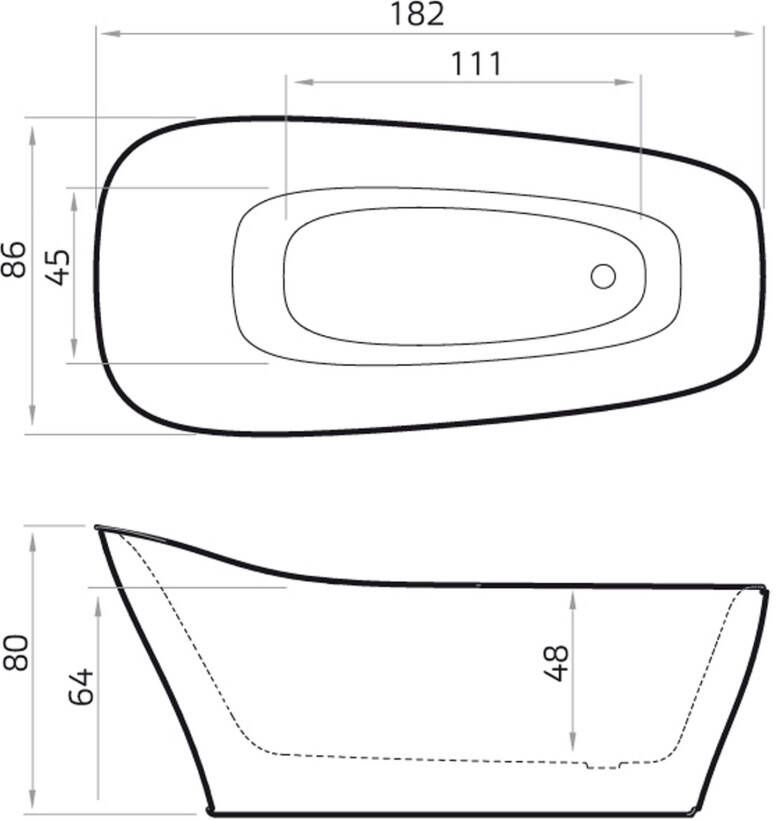 Xenz Vrijstaand bad Moreno | 182x86 cm | Solid surface | Ovaal | Wit mat