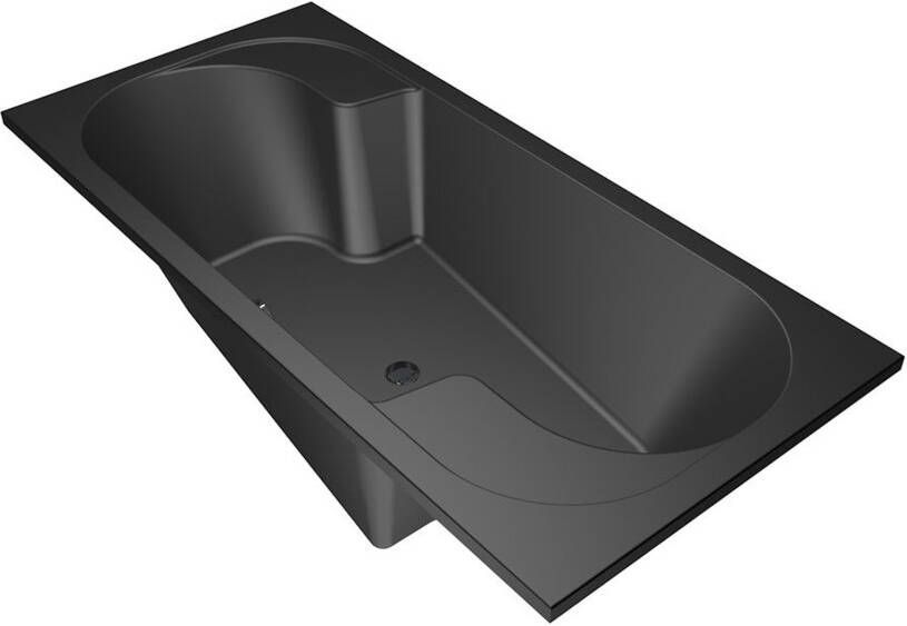 Xenz Ligbad Parel | Inbouw | 190x90 cm | Incl.Badafvoer | Met overloop | Acryl | Zwart mat