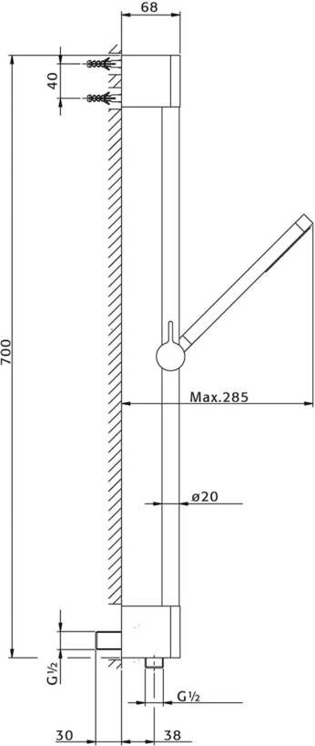 Xenz Pure glijstang set 70 cm rond chroom PU5960