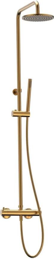 Xenz Regendouche set Duero | Opbouw | 20 cm | Thermostaatkraan | Telescopisch | Goud geborsteld