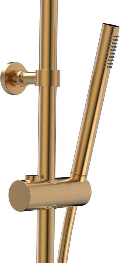 Xenz Regendouche set Duero | Opbouw | 20 cm | Thermostaatkraan | Telescopisch | Goud geborsteld